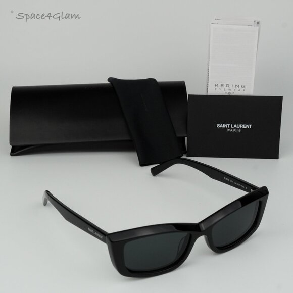 BRAND NEW Saint Laurent SL658 001 Black Rectangle Unisex Sunglasses - Picture 4 of 12